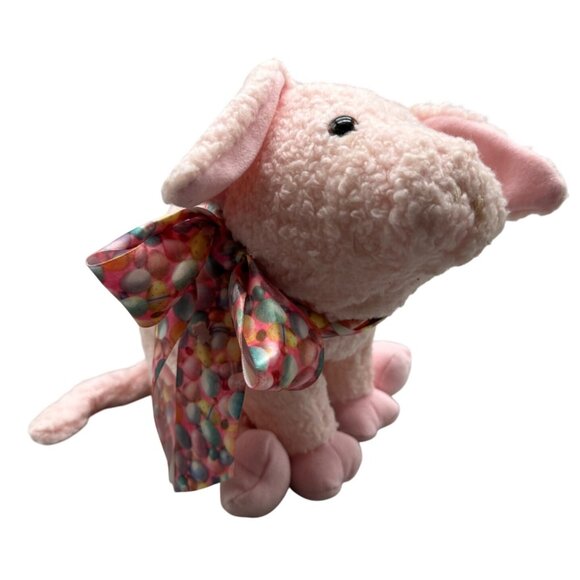 Pink Plush Pig Stuffed Animal Scarf Hallmark 12" soft Easter plush animal READ - Picture 1 of 6